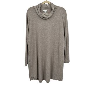 J Jill Pure Jill‎ Lux Tencel Long Sleeve Dress With Pockets Tan Size Large